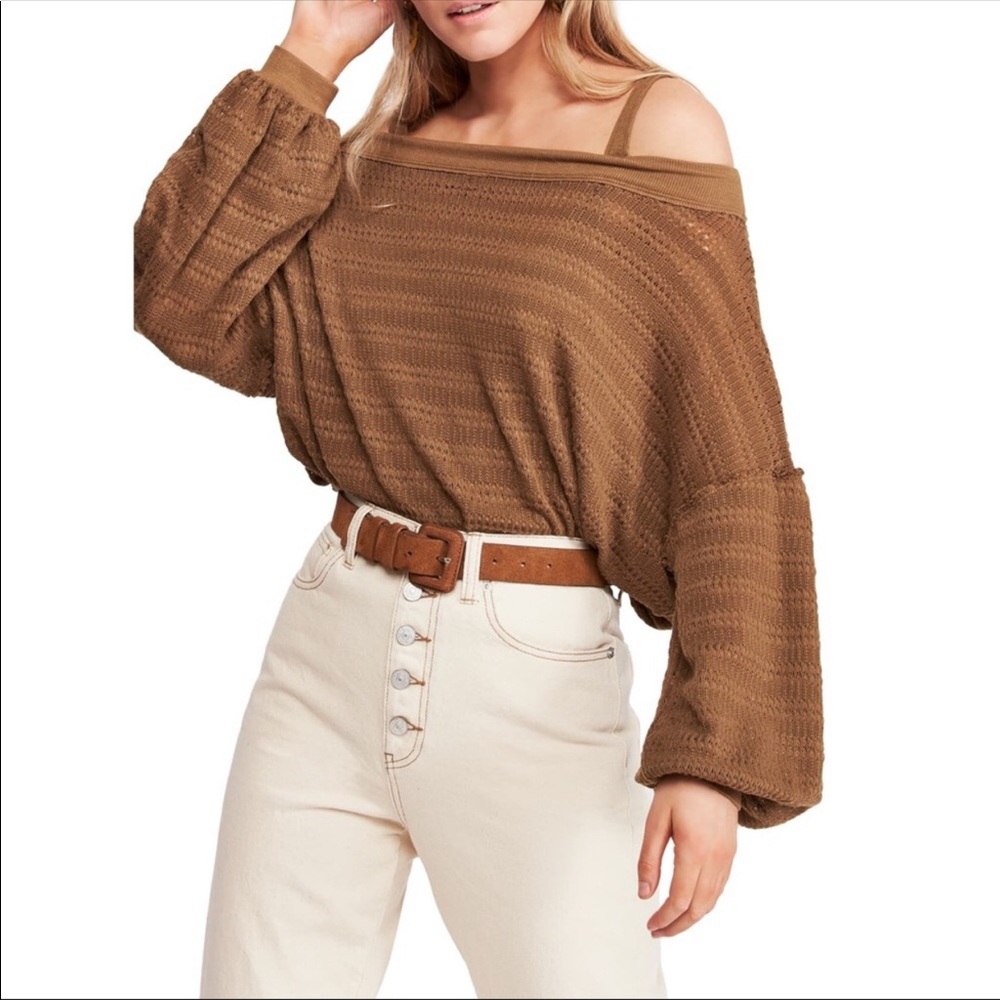 Free People Sistine Cold Shoulder Hacci sweater